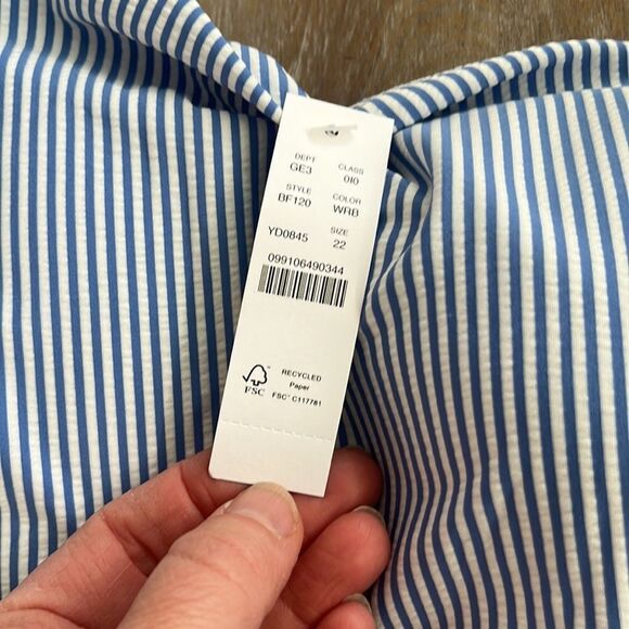 J Crew Swimsuit Size 22 Ruched one-shoulder one-piece in seersucker - Picture 4 of 6